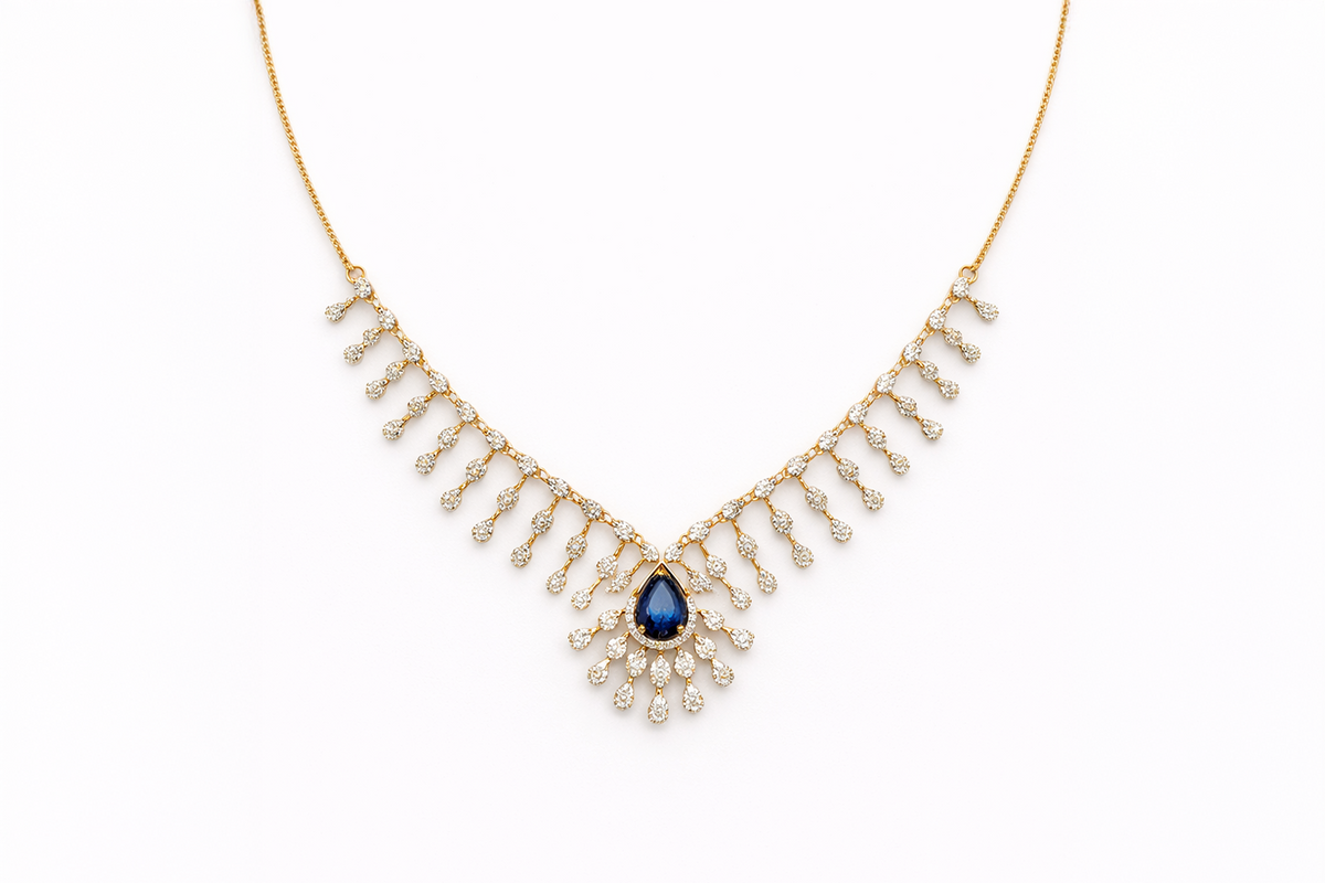 Azure Diamond Bar Necklace