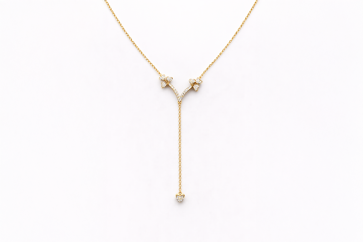 Y-Lariat Pendant Diamond  Necklace