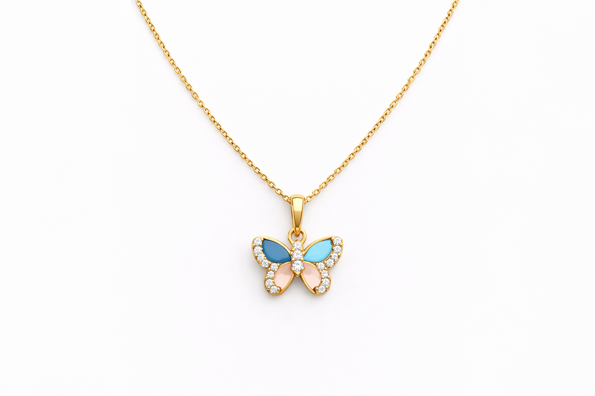 Diamond Butterfly Pendant Necklace