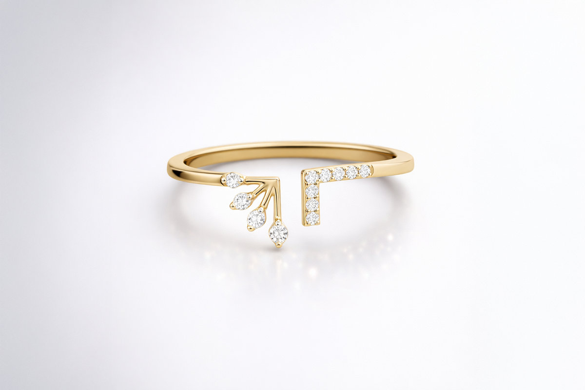 Natural Diamond Open Ring