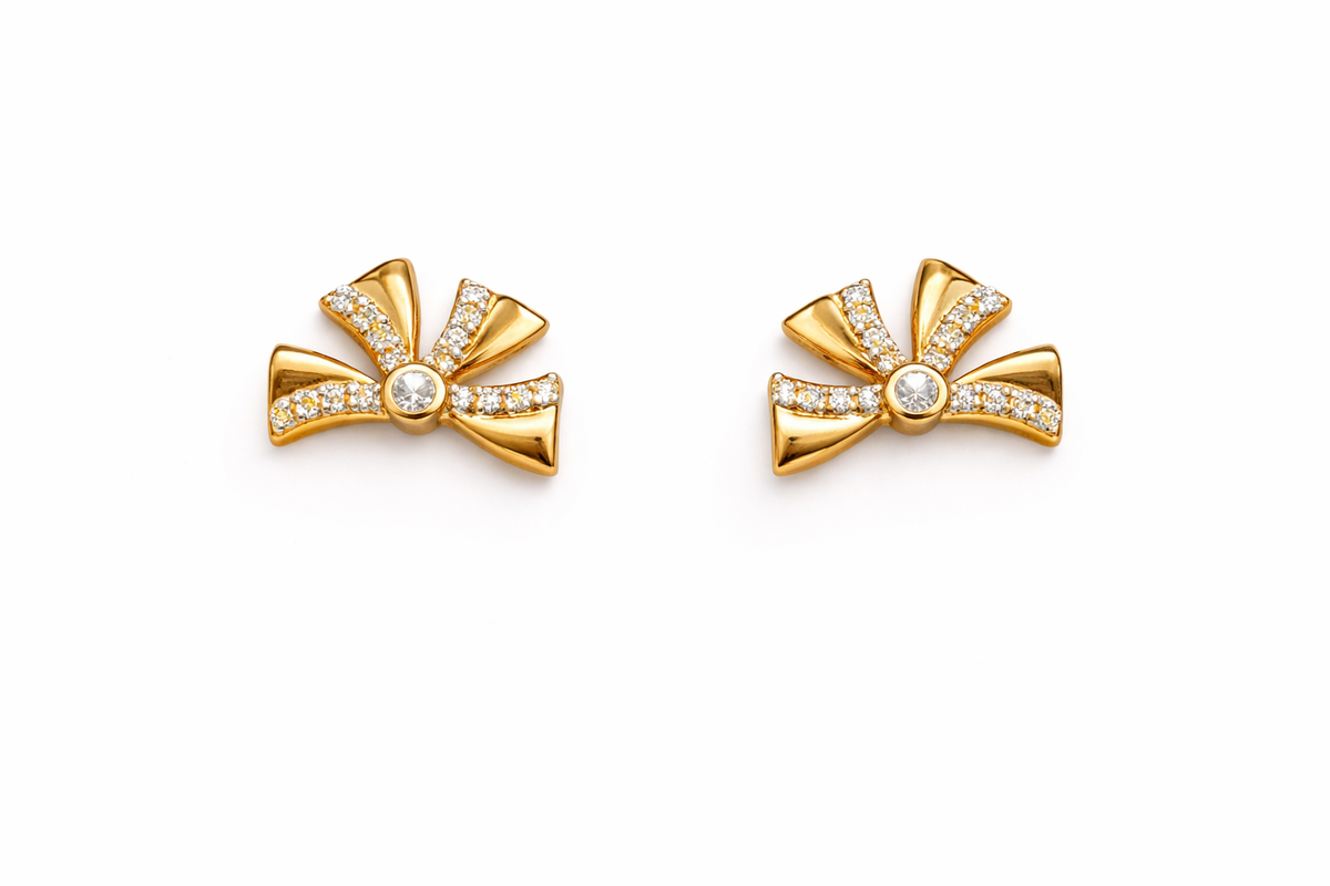 Zephyra Diamond Fan Stud Earrings