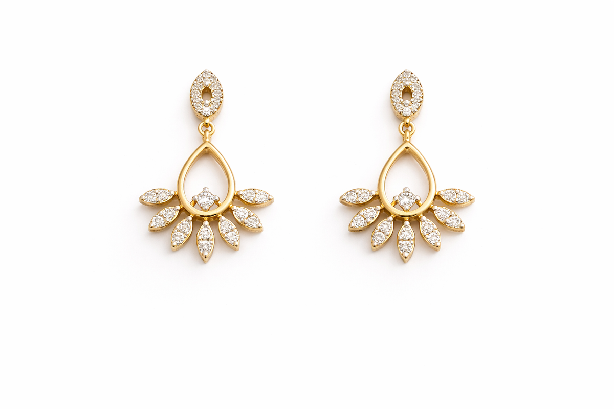Fiora Diamond Floral Drop Earrings