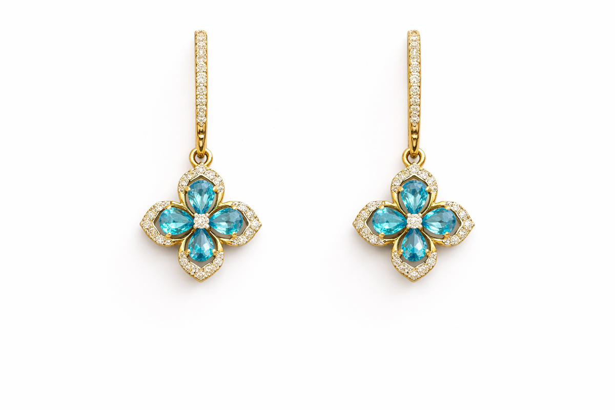 Azura Diamond Blue Stone Drop Earrings